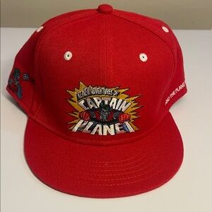 Captain Planet Red Fitted Hat Size 7 7/8